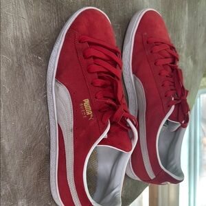 Puma Red and White Suede Sneakers Classic Design men's 13